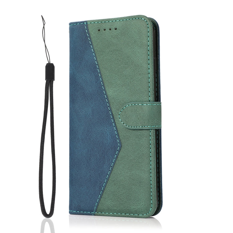 For iPhone 16 Pro Max Dual-color Stitching Leather Phone Case(Blue Green)