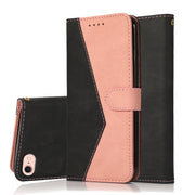 For iPhone 16e Dual-color Stitching Leather Phone Case(Black Rose Gold)
