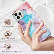 For iPhone 16 Pro Electroplating Pattern IMD TPU Shockproof Case(Milky Way Blue Marble)