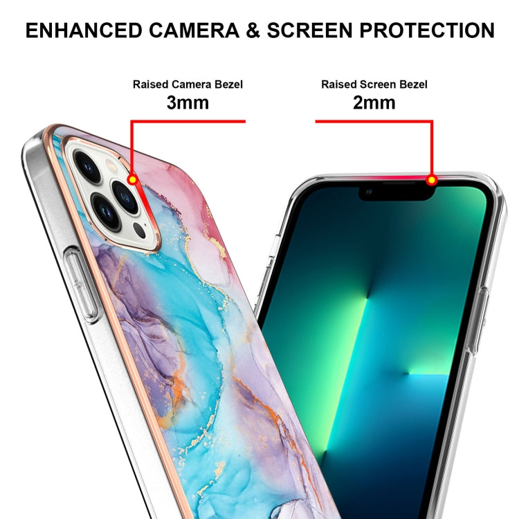 For iPhone 16 Pro Electroplating Pattern IMD TPU Shockproof Case(Milky Way Blue Marble)