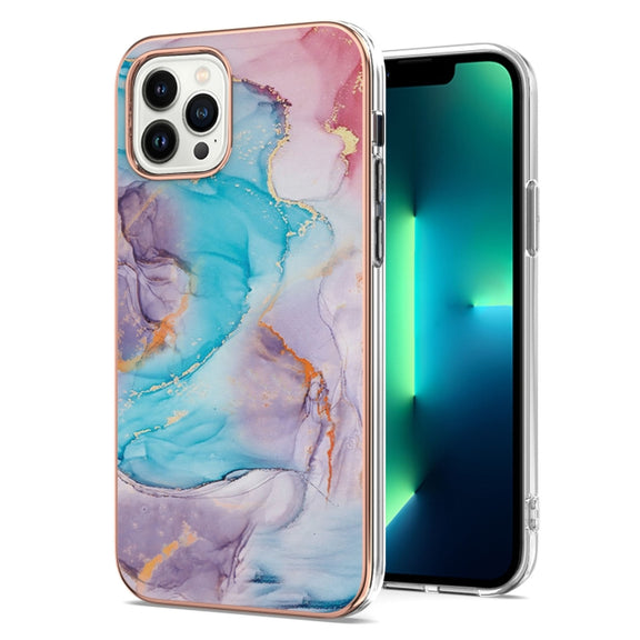 For iPhone 16 Pro Electroplating Pattern IMD TPU Shockproof Case(Milky Way Blue Marble)