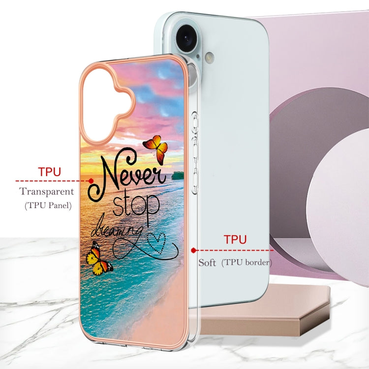 For iPhone 16 Plus Electroplating Pattern IMD TPU Shockproof Case(Dream Chasing Butterfly)