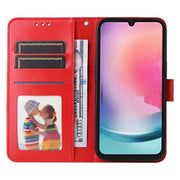 For Samsung Galaxy A25 5G Global Embossed Sunflower Leather Phone Case(Red)