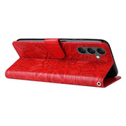 For Samsung Galaxy A25 5G Global Embossed Sunflower Leather Phone Case(Red)