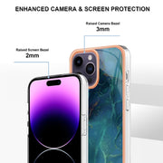 For iPhone 16 Pro Max Electroplating Marble Dual-side IMD Phone Case(Green 017)