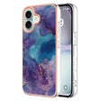 For iPhone 16 Plus Electroplating Marble Dual-side IMD Phone Case(Purple 016) - iPhone 16 Plus Cases by PMC TechLife | Online Shopping South Africa | PMC TechLife | Buy Now Pay Later Mobicred
