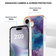 For iPhone 16 Plus Electroplating Marble Dual-side IMD Phone Case(Purple 016)