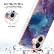 For iPhone 16 Plus Electroplating Marble Dual-side IMD Phone Case(Purple 016)
