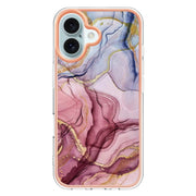 For iPhone 16 Electroplating Marble Dual-side IMD Phone Case(Rose Red 014)