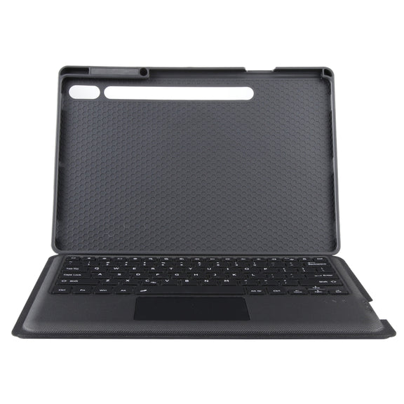 T970B-AS Pivot Backlight Upper Pen Tray Bluetooth Keyboard Leather Case For Samsung Galaxy Tab S7+/S7 FE/S8+(Black)