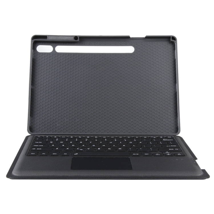 T970B-AS Pivot Backlight Upper Pen Tray Bluetooth Keyboard Leather Case For Samsung Galaxy Tab S7+/S7 FE/S8+(Black)