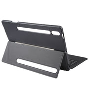 T970B-AS Pivot Backlight Upper Pen Tray Bluetooth Keyboard Leather Case For Samsung Galaxy Tab S7+/S7 FE/S8+(Black)