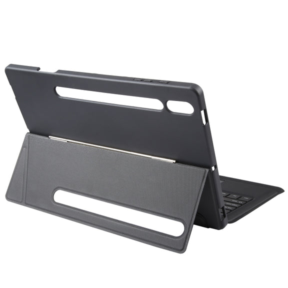 T970B-AS Pivot Backlight Upper Pen Tray Bluetooth Keyboard Leather Case For Samsung Galaxy Tab S7+/S7 FE/S8+(Black)
