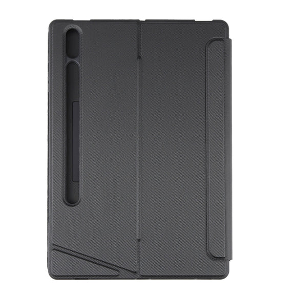T970B-AS Pivot Backlight Upper Pen Tray Bluetooth Keyboard Leather Case For Samsung Galaxy Tab S7+/S7 FE/S8+(Black)