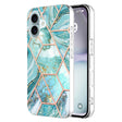 For iPhone 16 Electroplating Splicing Marble Flower Pattern Dual-side IMD TPU Shockproof Phone Case(Green) - iPhone 16 Cases by PMC TechLife | Online Shopping South Africa | PMC TechLife | Buy Now Pay Later Mobicred