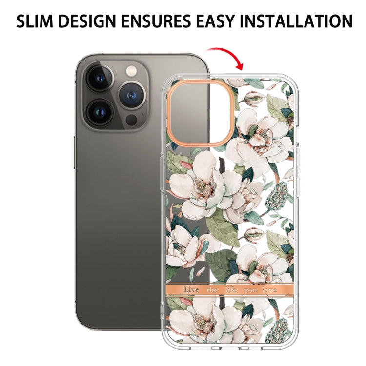 For iPhone 16 Pro Max Flowers and Plants Series IMD TPU Phone Case(Green Gardenia)