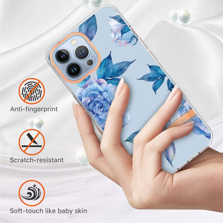 For iPhone 16 Pro Flowers and Plants Series IMD TPU Phone Case(Orchid Peony)