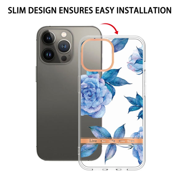 For iPhone 16 Pro Flowers and Plants Series IMD TPU Phone Case(Orchid Peony)