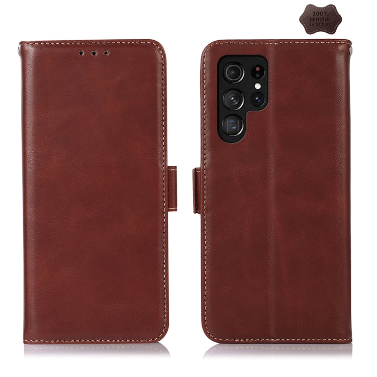 For Samsung Galaxy S24 Ultra Crazy Horse Top Layer Cowhide Leather Phone Case(Brown)