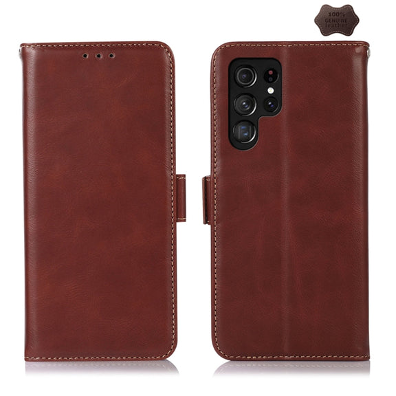 For Samsung Galaxy S24 Ultra Crazy Horse Top Layer Cowhide Leather Phone Case(Brown)