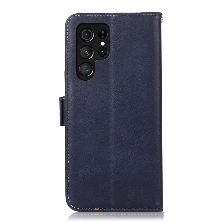 For Samsung Galaxy S24 Ultra Crazy Horse Top Layer Cowhide Leather Phone Case(Blue)