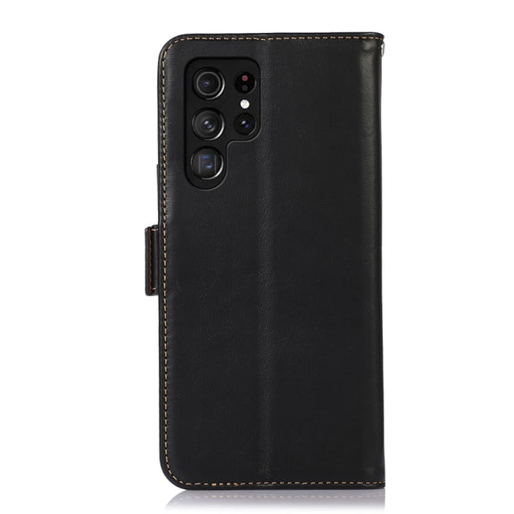 For Samsung Galaxy S24 Ultra Crazy Horse Top Layer Cowhide Leather Phone Case(Black)