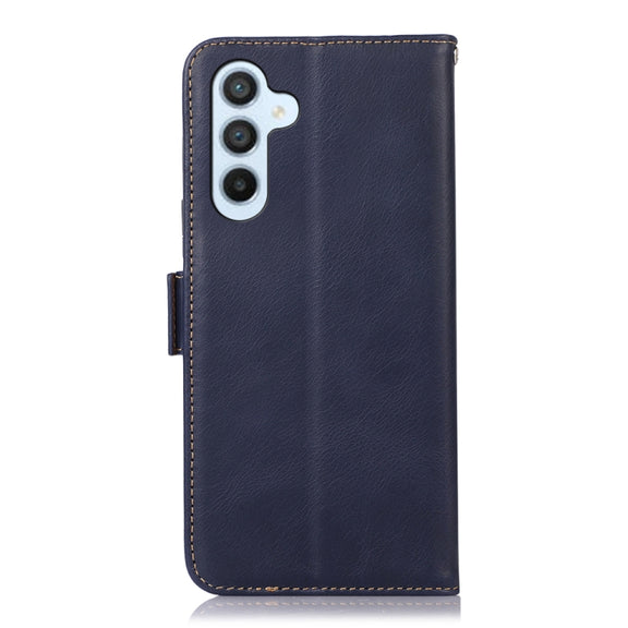 For Samsung Galaxy S24 Crazy Horse Top Layer Cowhide Leather Phone Case(Blue)