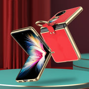 For Huawei P50 Pocket Electroplated Embossed Leather Phone Case with Ring(Red)