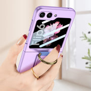 For Samsung Galaxy Z Flip6 GKK Integrated Ultrathin Shockproof Phone Case with Ring Wrist Strap(Green)