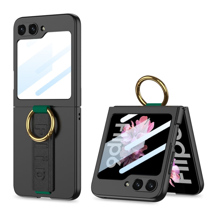 For Samsung Galaxy Z Flip6 GKK Integrated Ultrathin Shockproof Phone Case with Ring Wrist Strap(Black)
