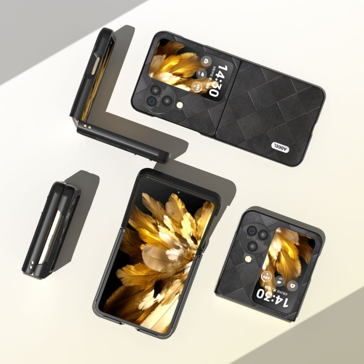 For OPPO Find N3 Flip ABEEL Weave Plaid PU Phone Case(Black)