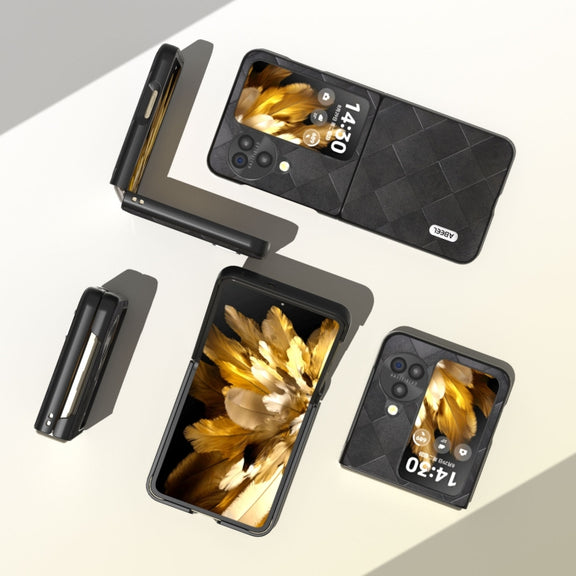 For OPPO Find N3 Flip ABEEL Weave Plaid PU Phone Case(Black)