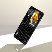 For OPPO Find N3 Flip ABEEL Genuine Leather Crocodile Pattern Black Edge Phone Case(Black)