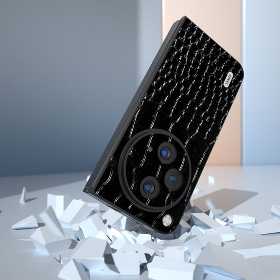 For OPPO Find N3 ABEEL Genuine Leather Crocodile Pattern Black Edge Phone Case(Black)