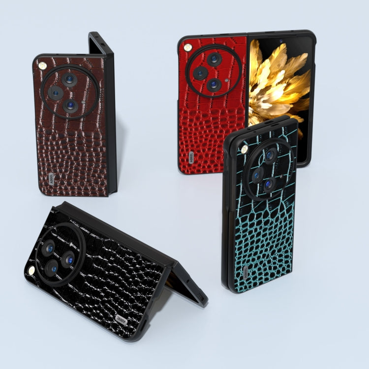For OPPO Find N3 ABEEL Genuine Leather Crocodile Pattern Black Edge Phone Case(Black)