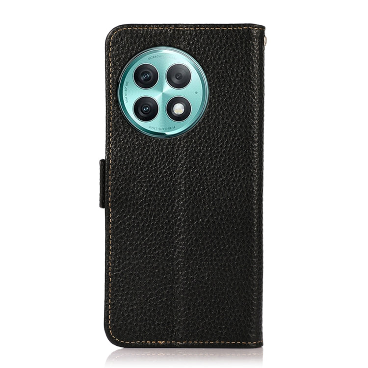 For OnePlus Ace 2 Pro KHAZNEH Side-Magnetic Litchi Genuine Leather RFID Phone Case(Black)