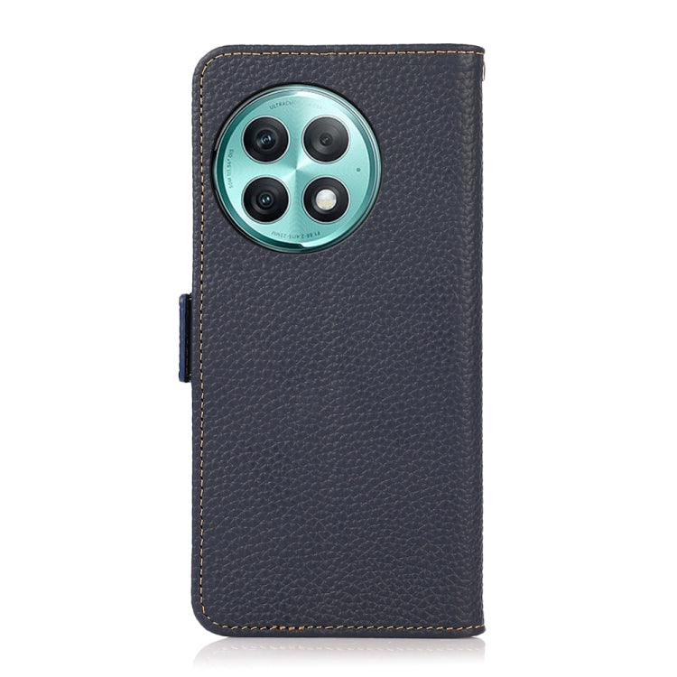 For OnePlus Ace 2 Pro KHAZNEH Side-Magnetic Litchi Genuine Leather RFID Phone Case(Blue)