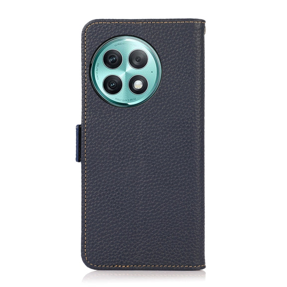 For OnePlus Ace 2 Pro KHAZNEH Side-Magnetic Litchi Genuine Leather RFID Phone Case(Blue)