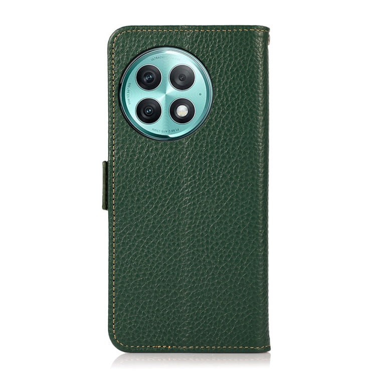 For OnePlus Ace 2 Pro KHAZNEH Side-Magnetic Litchi Genuine Leather RFID Phone Case(Green)