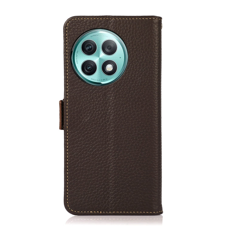For OnePlus Ace 2 Pro KHAZNEH Side-Magnetic Litchi Genuine Leather RFID Phone Case(Brown)