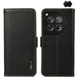 For OnePlus 12 KHAZNEH Side-Magnetic Litchi Genuine Leather RFID Phone Case(Black) - OnePlus Cases by PMC TechLife | Online Shopping South Africa | PMC TechLife | Buy Now Pay Later Mobicred