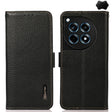 For OnePlus 12R KHAZNEH Side-Magnetic Litchi Genuine Leather RFID Phone Case(Black) - OnePlus Cases by PMC TechLife | Online Shopping South Africa | PMC TechLife | Buy Now Pay Later Mobicred