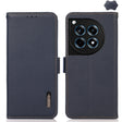 For OnePlus 12R KHAZNEH Side-Magnetic Litchi Genuine Leather RFID Phone Case(Blue) - OnePlus Cases by PMC TechLife | Online Shopping South Africa | PMC TechLife | Buy Now Pay Later Mobicred