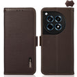 For OnePlus 12R KHAZNEH Side-Magnetic Litchi Genuine Leather RFID Phone Case(Brown) - OnePlus Cases by PMC TechLife | Online Shopping South Africa | PMC TechLife | Buy Now Pay Later Mobicred
