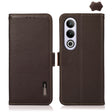 For OnePlus Ace 3V KHAZNEH Side-Magnetic Litchi Genuine Leather RFID Phone Case(Brown) - OnePlus Cases by PMC TechLife | Online Shopping South Africa | PMC TechLife | Buy Now Pay Later Mobicred