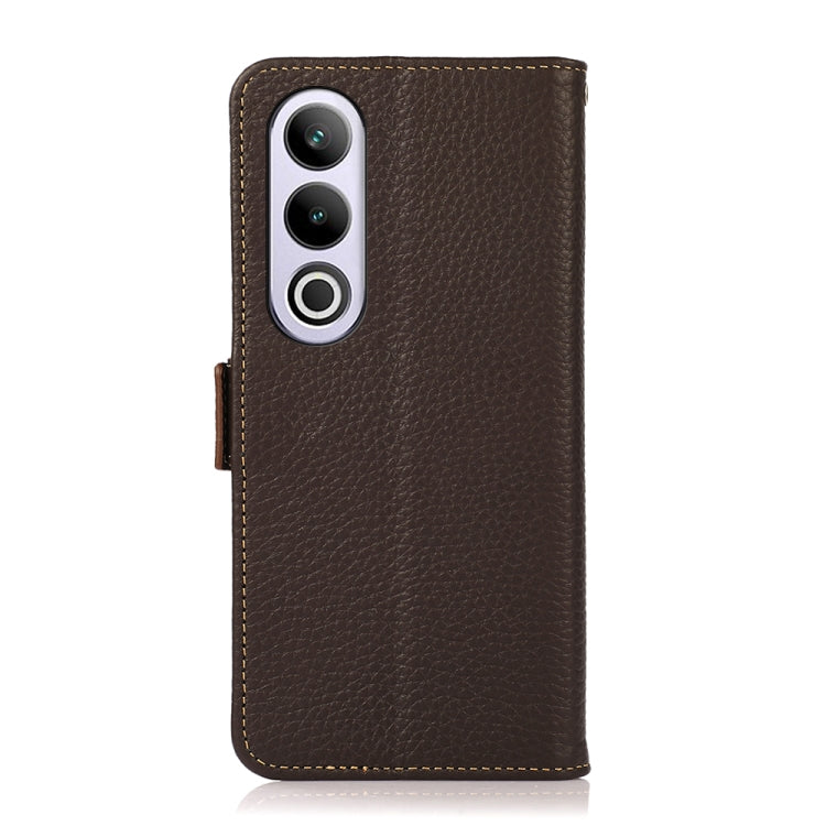 For OnePlus Ace 3V KHAZNEH Side-Magnetic Litchi Genuine Leather RFID Phone Case(Brown)