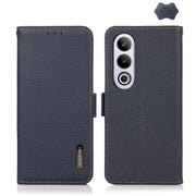 For OnePlus CE4 5G Global KHAZNEH Side-Magnetic Litchi Genuine Leather RFID Phone Case(Blue)