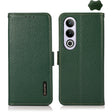 For OnePlus CE4 5G Global KHAZNEH Side-Magnetic Litchi Genuine Leather RFID Phone Case(Green) - OnePlus Cases by PMC TechLife | Online Shopping South Africa | PMC TechLife | Buy Now Pay Later Mobicred