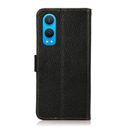 For OnePlus CE4 Lite KHAZNEH Side-Magnetic Litchi Genuine Leather RFID Phone Case(Black)