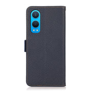 For OnePlus CE4 Lite KHAZNEH Side-Magnetic Litchi Genuine Leather RFID Phone Case(Blue)